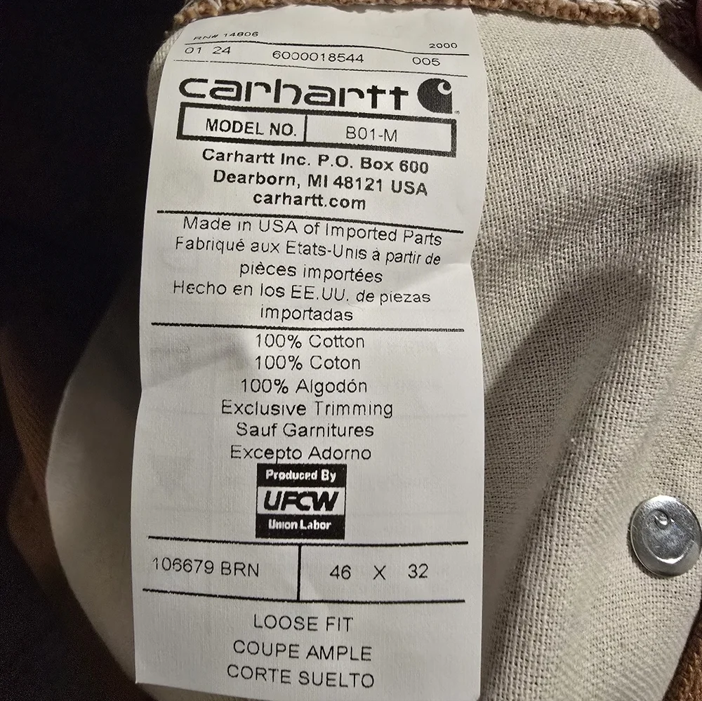 Carhartt B01-M Double-Front Loose Fit Duck Pants.